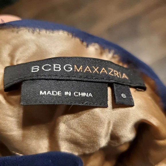 BCBGMAXAZRIA 6 Dress Maxi Navy Silk Chiffon Gown Crisscross Back Slits P… - Picture 6 of 7